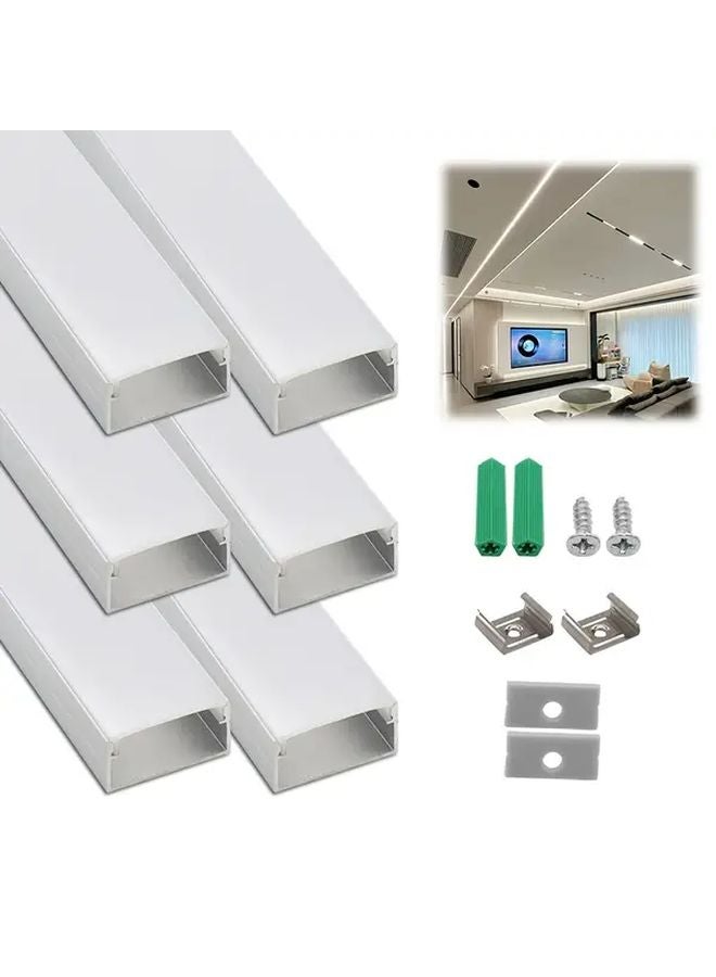 6 قطع نظام قناة LED بطول 0.5 متر، غطاء أبيض حليبي، هيكل ألومنيوم فضي - Image 5